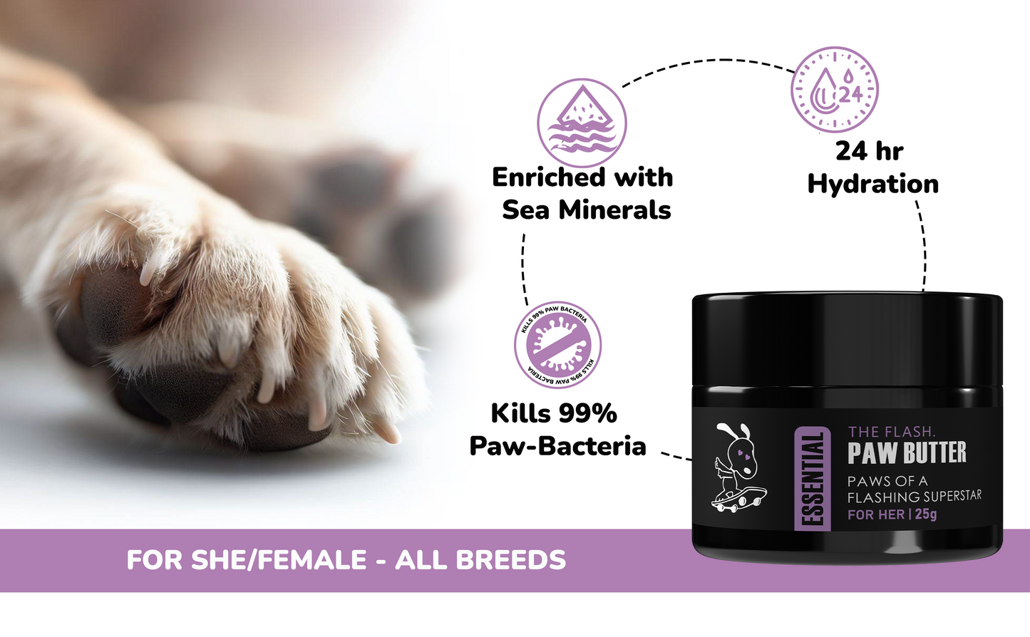 Pawssentials The Flash Dry Paw, Elbow & Nose Butter Essential for Dogs 25g