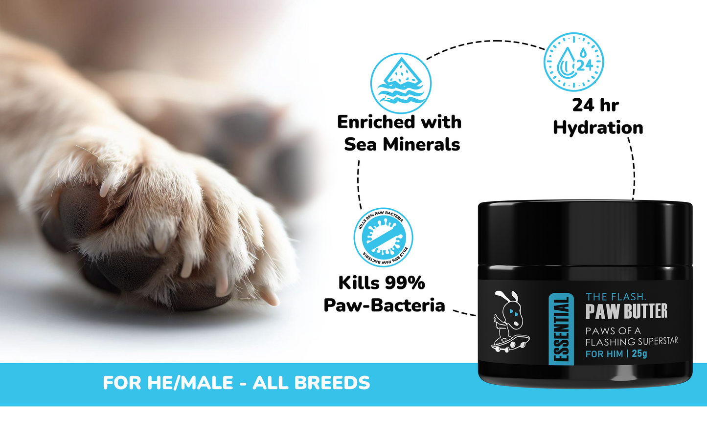 Pawssentials The Flash Dry Paw, Elbow & Nose Butter Essential for Dogs 25g